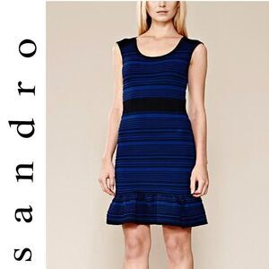 SANDRO blue black sleeveless knit dress Sz 2